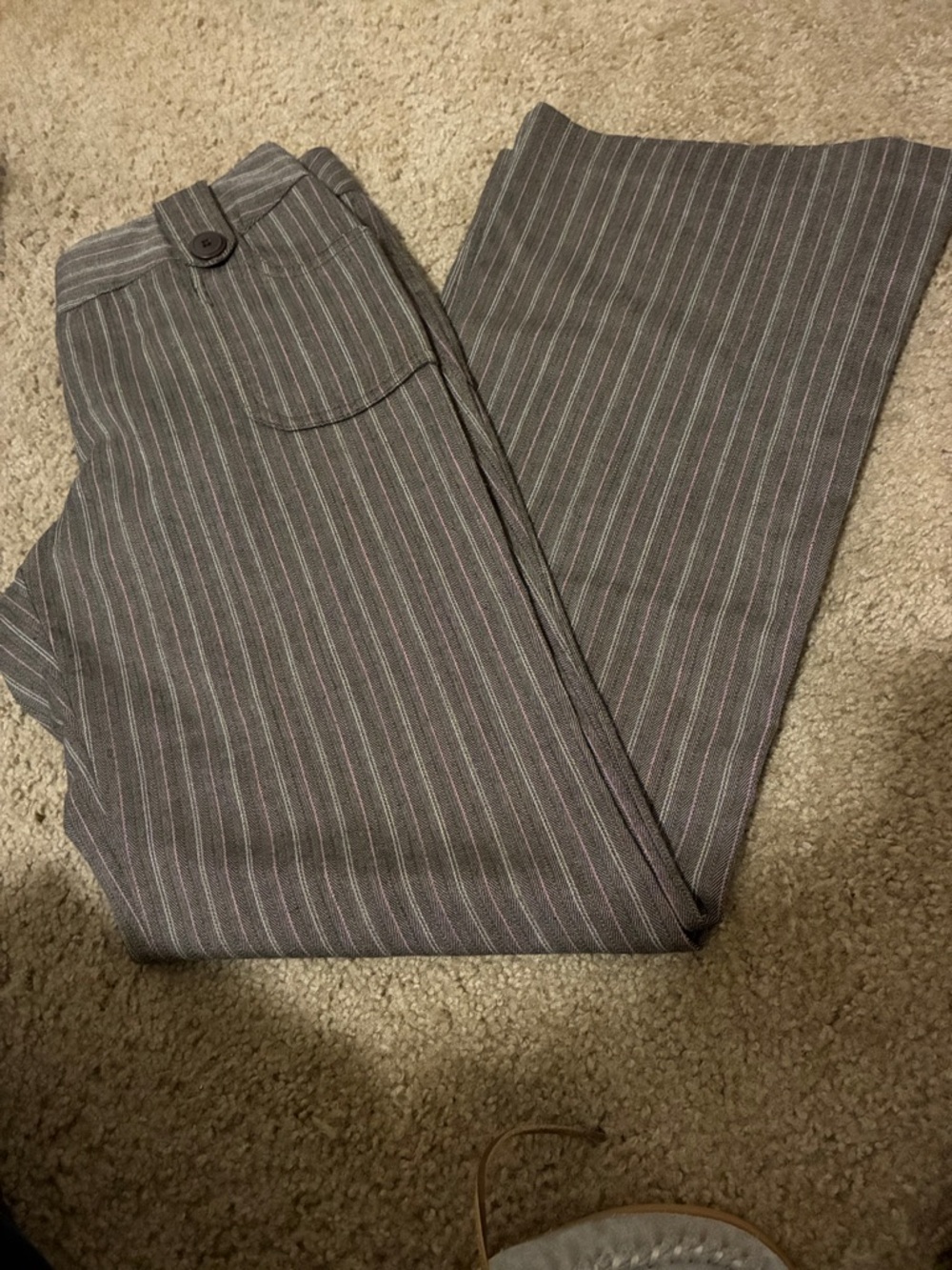 Joe Benbasset Brown Wide-Leg Trousers with Pink Pinstripes